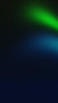 Neon green and cyan blue light leak grainy gradient background with dark noise texture portrait banner design