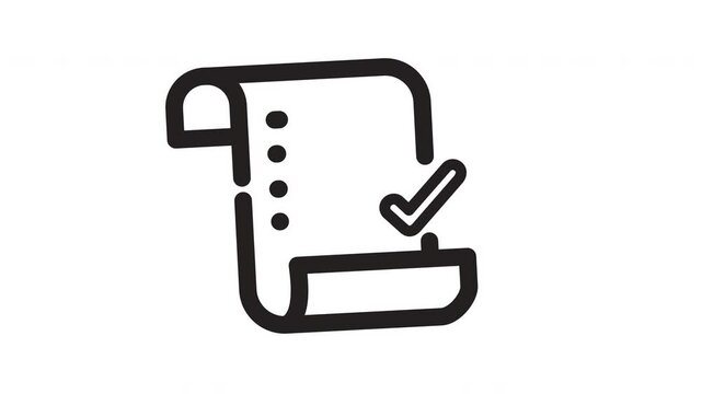 Simple black white line drawing of checklist paper task list. Suitable for organizing, planning, productivity, and project management concepts.
