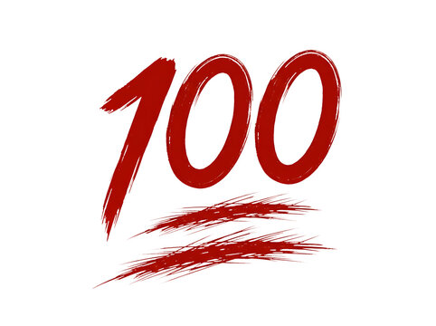Red 100 emoji symbol isolated on transparent background