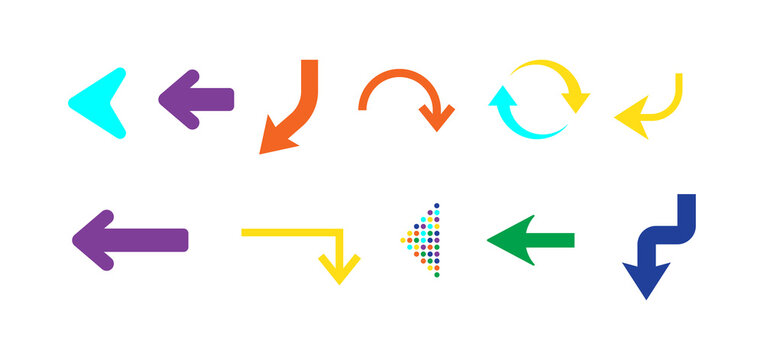Colorful arrow icons for infographics and presentations transparent background