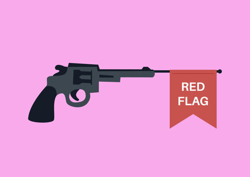 Relationship traps, A toy gun used to prank shooting a red flag caution sign