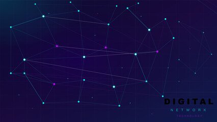 Fototapeta premium Abstract digital network technology vector background with connecting lines
