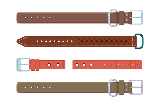 Colorful leather watch straps collection on transparent background