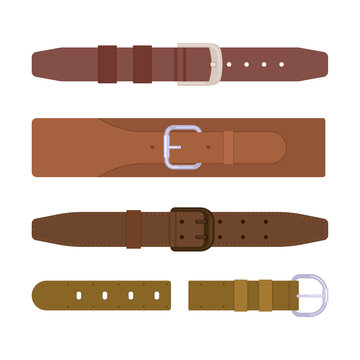 Leather belts collection illustration on transparent background