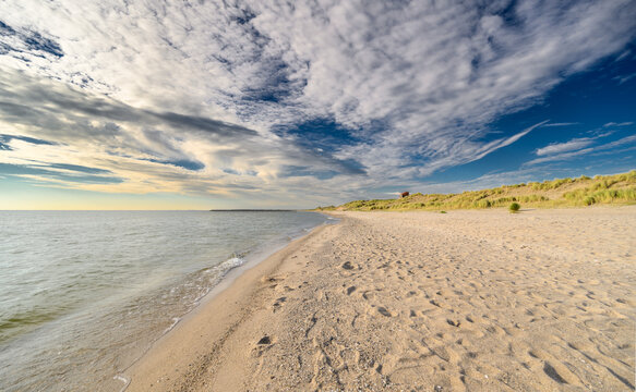 Sea, Sand, and Sky. Beach landscape of nature reserve Marker Wadden, The Netherlands.