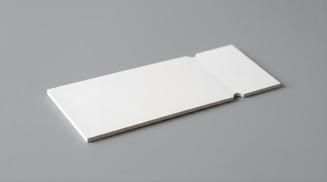 Blank White Admission Ticket or Voucher with Perforated Stub Isolated on a Plain Gray Background