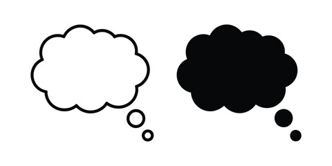 Obraz premium Thought Bubble Icon Set with Thinking Cloud, Idea, and Speech Bubble Symbols for Communication and Creative Design