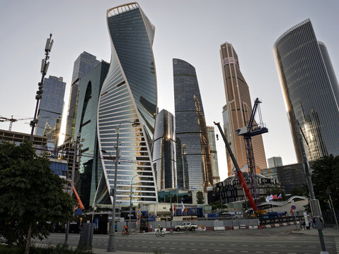 Moscow City Skyline with Modern Architecture and Construction