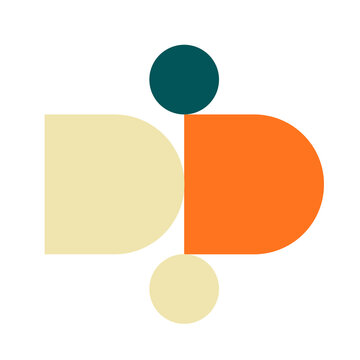 Teal Orange Cream Abstract Geometric Logo Transparent Background Modern Bhaus Icon