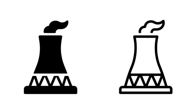 Industrial nuclear power plant cooling tower icon