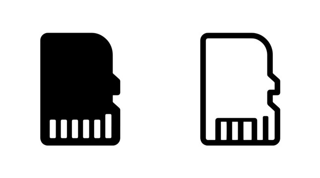 Digital data memory card storage icon with electronics