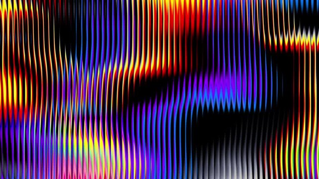 Fluid neon gradients ripple across fractal glass while rotational motion shapes shifting colorful waves. Flowing chromatic dynamic gradients refracted through