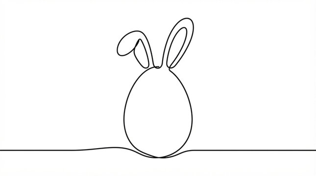 Easter bunny ears logo continuous line art vector egg single line rabbit icon graphic