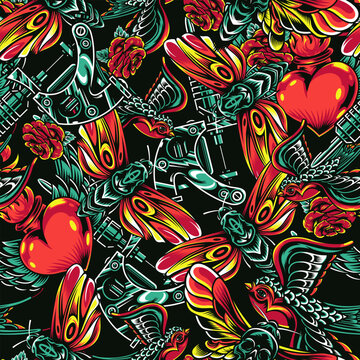 Colorful tattoo design pattern