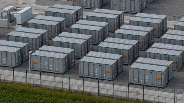 Aerial view of New BESS Battery Energy Storage System in Espel
