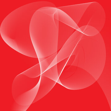 Red and white eye soothing background Abstract red background with elegant white flowing wavy lines, futuristic fine ribbon wave banner 