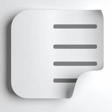 Clean white paper with curved corner and four grey lines