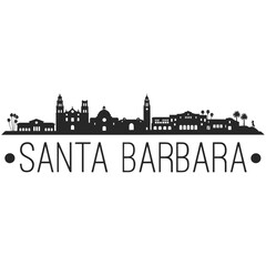 Obraz premium Santa Barbara Skyline Silhouette Against White Background