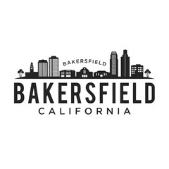 Fototapeta premium Bakersfield Skyline Illustration Vintage Style With City Name And State