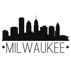 Obraz premium Milwaukee Skyline Silhouette On White Background architecture