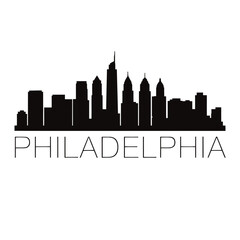 Obraz premium Philadelphia Skyline Silhouette Against White Background architecture