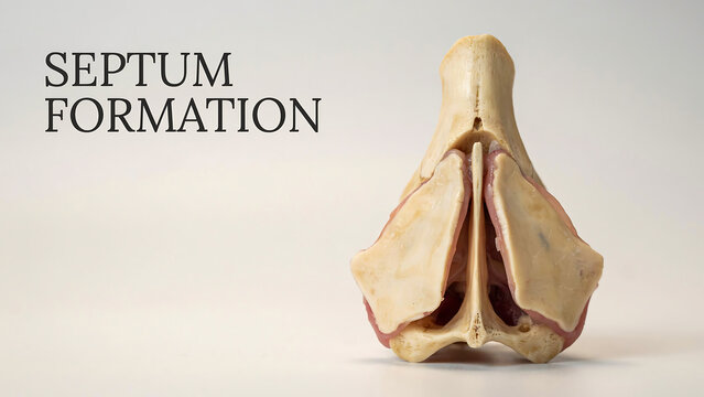 Detailed anatomical model of septum formation showcasing the structure and design of the human nasal system