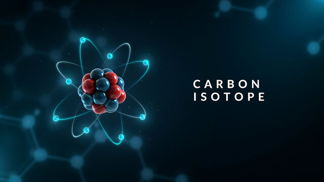 Detailed representation of a carbon isotope molecular structure showcasing atoms and their arrangement in a scientific illustration