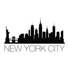 Obraz premium New york city skyline silhouette against a white background