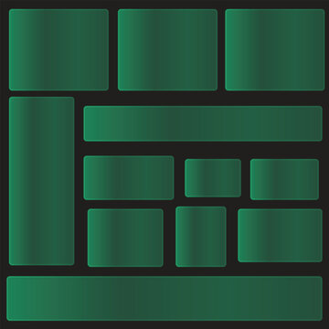 Abstract geometric background with green metallic rectangular shapes and dark borders