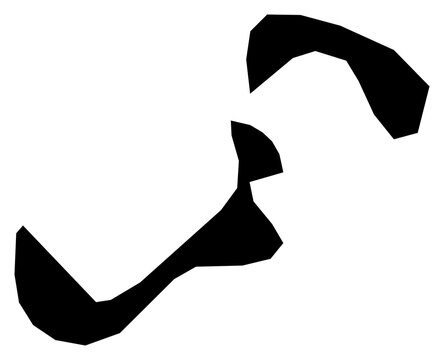 A contour map of Koror State. Palauan state silhouette
