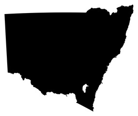 A contour map of New South Wales. Australian state silhouette © Ungrim