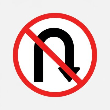 Prohibitory Traffic Sign No U Turn Directional Arrow Symbol