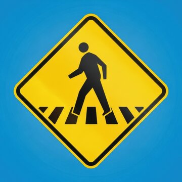 Pedestrian Crossing Warning Sign Yellow Diamond Caution Symbol Vibrant Background
