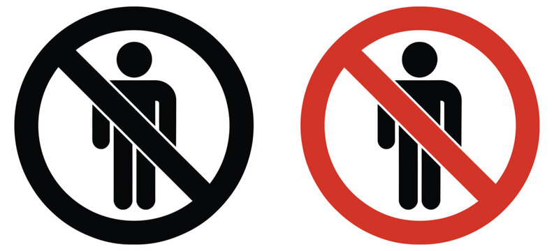 No entry person sign, prohibited access symbol featuring restricted pedestrian area and forbidden entry warning graphics, vector illustration