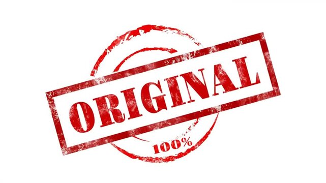 Original 100% Red Rubber Stamp Stamping Motion Animation on White Background