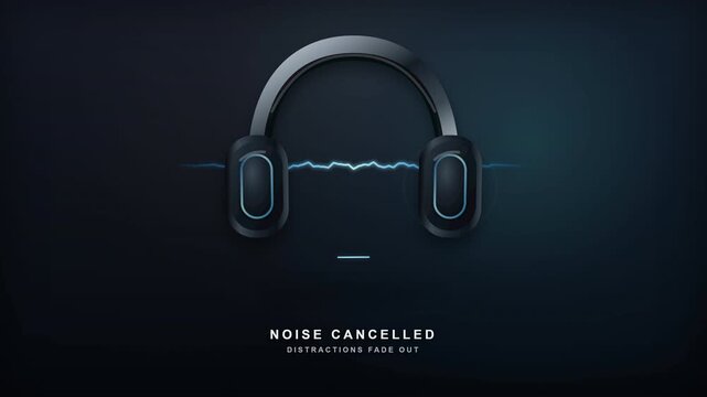 Noise cancelled headset audio sound wave filtering out distractions.