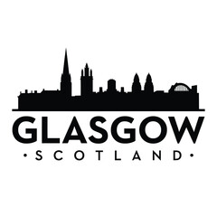 Obraz premium Glasgow skyline silhouette with typography on white background
