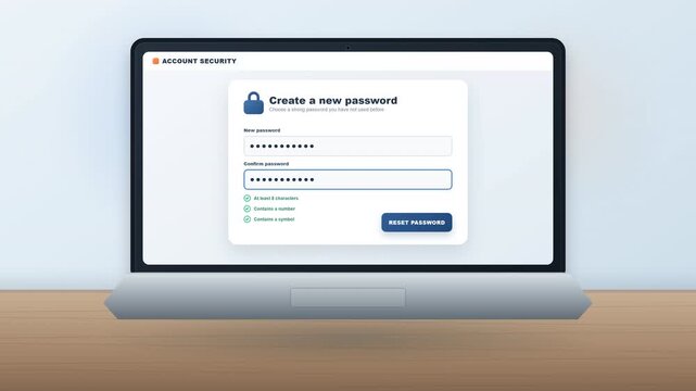 Create a new password and account security update login process