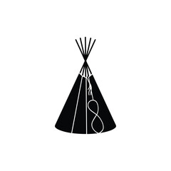 Teepee Silhouette On White Background Minimalist Native American Dwelling © MDMOGGEM