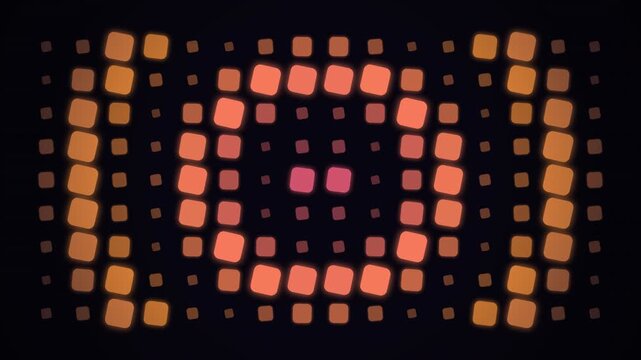 Glowing neon squares pulse loop animation with colorful geometric pattern.
