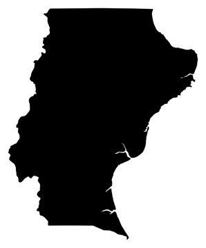A contour map of Santa Cruz Province. Argentine province silhouette