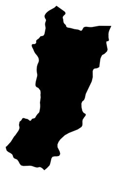 A contour map of Zamora Chinchipe Province. Ecuadorian province silhouette