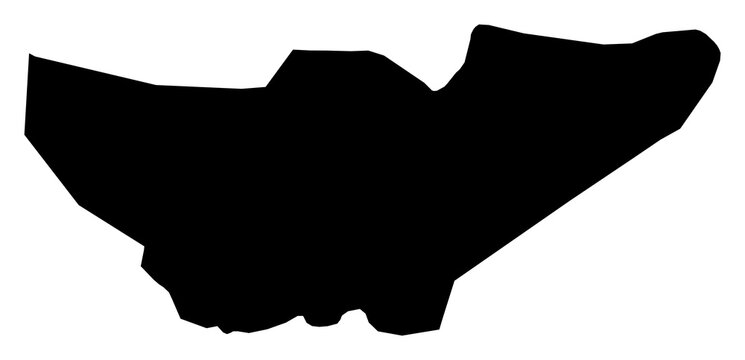 A contour map of Baja Verapaz Department. Guatemalan department silhouette