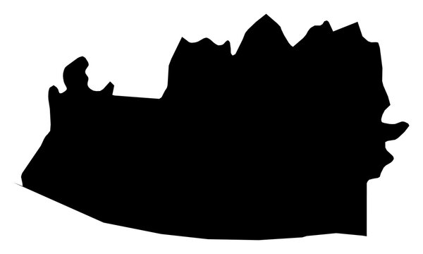 A contour map of Escuintla Department. Guatemalan department silhouette