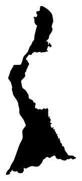A contour map of Mahaica-Berbice Region. Guyanese region silhouette