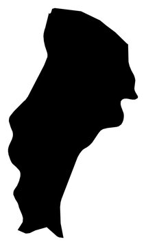 A contour map of East Berbice-Corentyne Region. Guyanese region silhouette