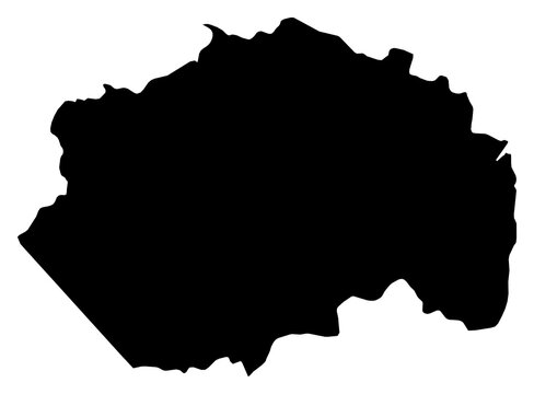 A contour map of Pomeroon-Supenaam Region. Guyanese region silhouette
