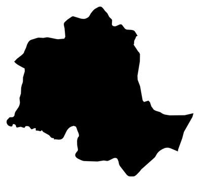 A contour map of Potaro-Siparuni Region. Guyanese region silhouette