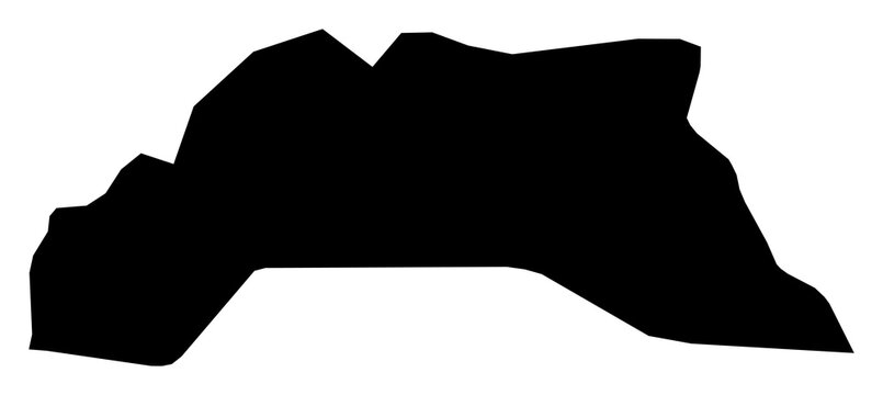 A contour map of Hanover Parish. Jamaican parish silhouette