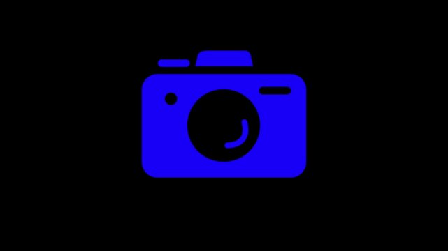 Photo camera technology icon, DSLR photo camera icon animation video concept
